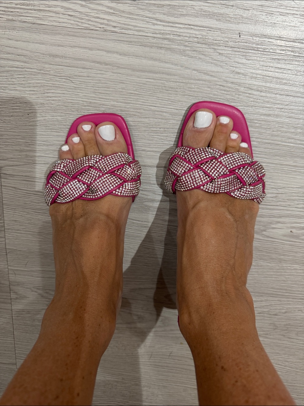 Women’s Braided Crystal Slide Sandals - Pink